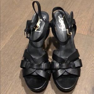 YSL tribute sandals in black leather